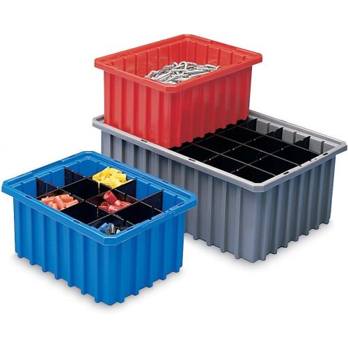  Akro-Mils 33228 Akro-Grid Slotted Divider Plastic Tote Box, 22-38 -Inch Length by 17-38-Inch Width by 8-Inch Height, Case of 3, Blue