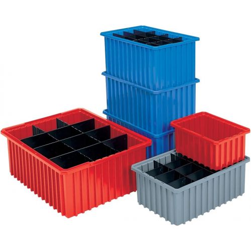  Akro-Mils 33228 Akro-Grid Slotted Divider Plastic Tote Box, 22-38 -Inch Length by 17-38-Inch Width by 8-Inch Height, Case of 3, Blue