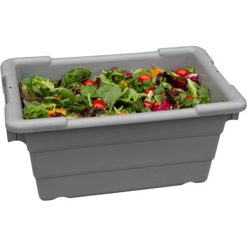  Akro-Mils 34305 Jumbo Lug Plastic Nest and Cross Stack Tub Tote - 25 x 16 x 9 - Case of 6 - Grey