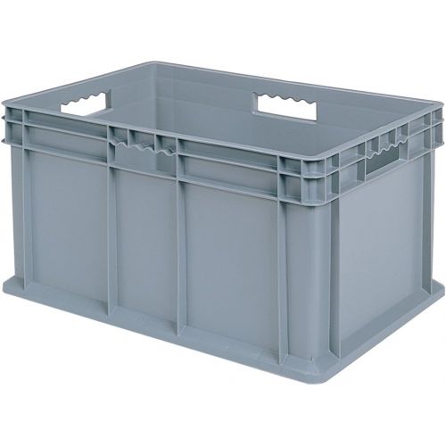  Akro-Mils 37682 Straight Wall Container Tote with Solid Sides and Solid Base, 24-Inch by 16-Inch by 12-Inch, Case of 3, Grey
