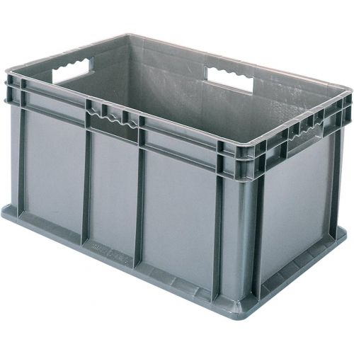  Akro-Mils 37688 24-Inch by 16-Inch by 8-Inch Straight Wall Container Tote with Solid Sides and Solid Base, Case of 4, Grey