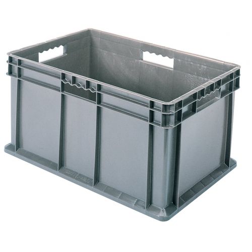  Akro-Mils 37688 24-Inch by 16-Inch by 8-Inch Straight Wall Container Tote with Solid Sides and Solid Base, Case of 4, Grey