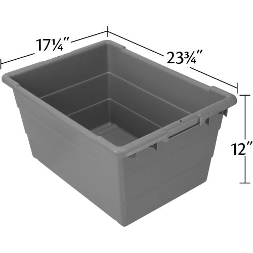  Akro-Mils 34303 Cross-Stack Plastic Tote Tub, 24-Inch by 17-Inch by 8-Inch, Case of 6, Grey