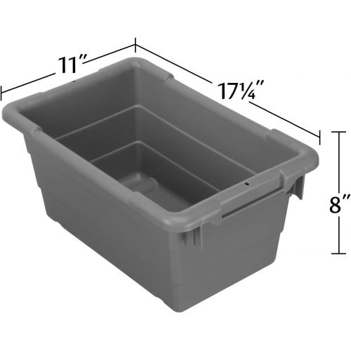  Akro-Mils 34303 Cross-Stack Plastic Tote Tub, 24-Inch by 17-Inch by 8-Inch, Case of 6, Grey