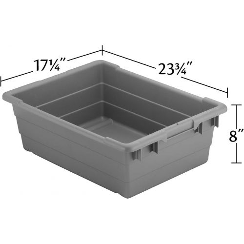  Akro-Mils 34303 Cross-Stack Plastic Tote Tub, 24-Inch by 17-Inch by 8-Inch, Case of 6, Grey