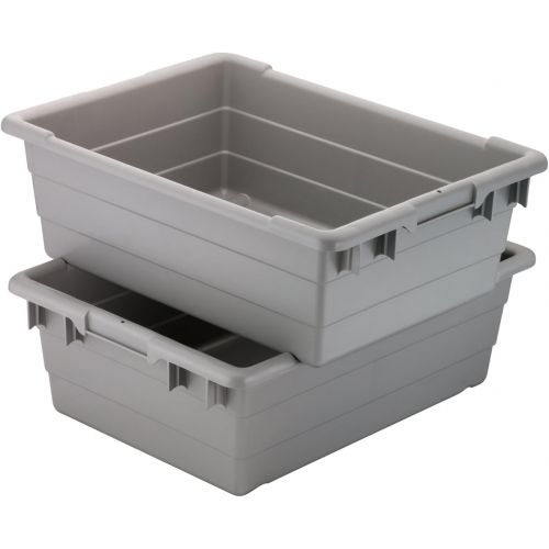  Akro-Mils 34303 Cross-Stack Plastic Tote Tub, 24-Inch by 17-Inch by 8-Inch, Case of 6, Grey