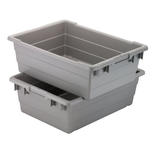  Akro-Mils 34303 Cross-Stack Plastic Tote Tub, 24-Inch by 17-Inch by 8-Inch, Case of 6, Grey