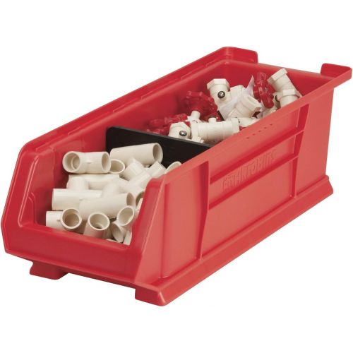  Akro-Mils 30284 Super Size Plastic Stacking Storage Akro Bin, 24-Inch Diameter by 8-Inch Width by 7-Inch Height, Red, Case of 4