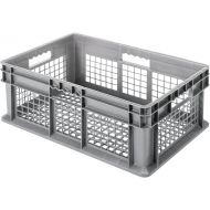 Akro-Mils 37608 24-Inch by 16-Inch by 8-Inch Straight Wall Container Tote with Mesh Sides and Mesh Base, Case of 4, Grey