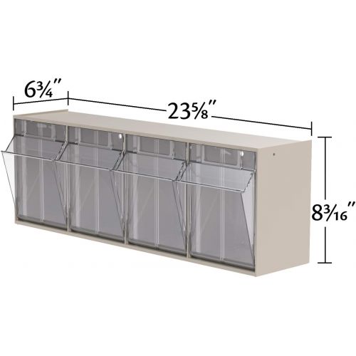  Akro-Mils 06703 TiltView Horizontal Plastic Storage System with Three Tilt Out Bins- 23-58-Inch Wide by 9-716-Inch High by 7-78-Inch Deep, Stone