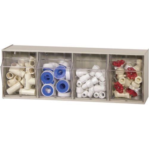  Akro-Mils 06703 TiltView Horizontal Plastic Storage System with Three Tilt Out Bins- 23-58-Inch Wide by 9-716-Inch High by 7-78-Inch Deep, Stone