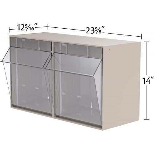  Akro-Mils 06703 TiltView Horizontal Plastic Storage System with Three Tilt Out Bins- 23-58-Inch Wide by 9-716-Inch High by 7-78-Inch Deep, Stone