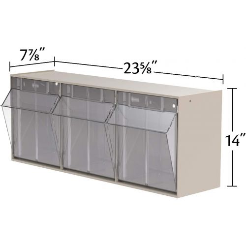  Akro-Mils 06703 TiltView Horizontal Plastic Storage System with Three Tilt Out Bins- 23-58-Inch Wide by 9-716-Inch High by 7-78-Inch Deep, Stone