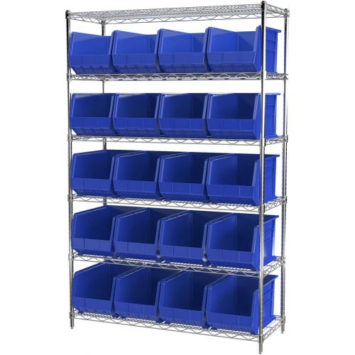  Akro-Mils 30260 Plastic Storage Stacking Hanging Akro Bin, 18-Inch by 11-Inch by 10-Inch, Blue, Case of 6