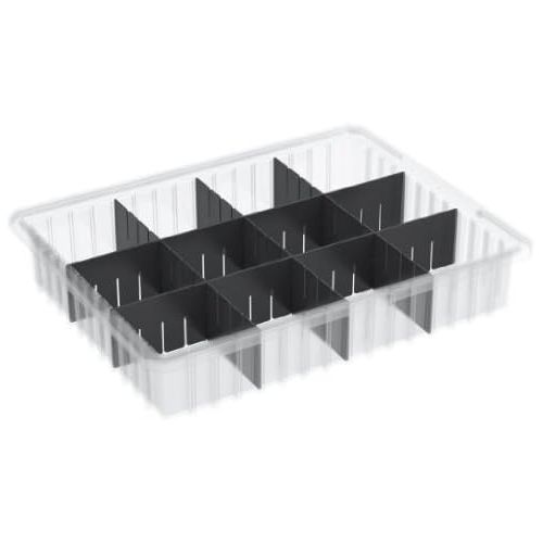  Akro-Mils 33220 Akro-Grid Slotted Divider Plastic Tote Box, 22-38 -Inch Length by 17-38-Inch Width by 10-Inch Height, Case of 2, Grey
