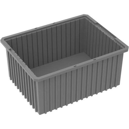  Akro-Mils 33220 Akro-Grid Slotted Divider Plastic Tote Box, 22-38 -Inch Length by 17-38-Inch Width by 10-Inch Height, Case of 2, Grey