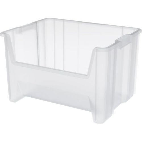  Akro-Mils 13017 Stak-N-Store Stacking Hopper Front Plastic Storage Bin, Grey, Case of 3