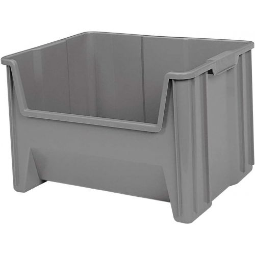  Akro-Mils 13017 Stak-N-Store Stacking Hopper Front Plastic Storage Bin, Grey, Case of 3