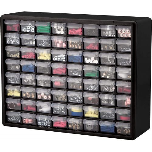  Akro-Mils 10164 64 Drawer Plastic Parts Storage Hardware and Craft Cabinet, 20-Inch by 16-Inch by 6-12-Inch, Black