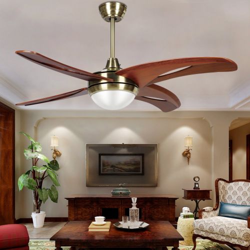 LED Ceiling Fan with 4 Hollow Wood Blades Remote Control Modern Ceiling Fan Mute Fan for Decorating Living Room Dining Room 48 Inch,Akronfire