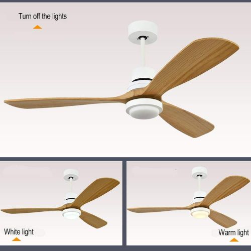  Akronfire Modern Ceiling Fan with Lights 3 Solid Wood Fan Blades and LED Light Kit, 52 Indoor Ceiling Fan with Remote Control, White Dimmable Chandelier Ceiling Fans