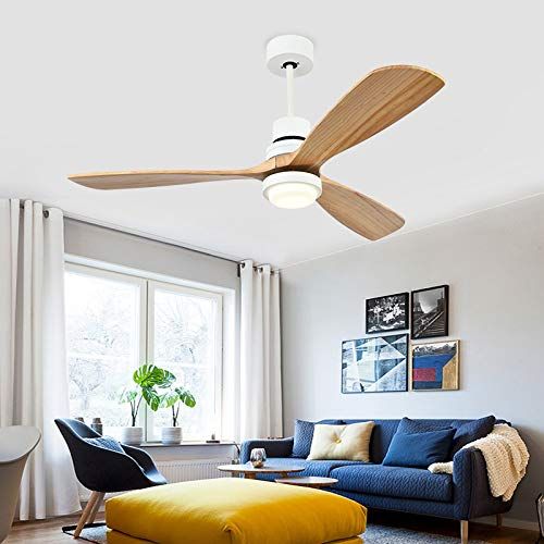  Akronfire Modern Ceiling Fan with Lights 3 Solid Wood Fan Blades and LED Light Kit, 52 Indoor Ceiling Fan with Remote Control, White Dimmable Chandelier Ceiling Fans