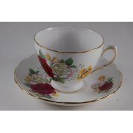 /Alacartea Royal Vale Red and White Floral Tea Cup and Saucer