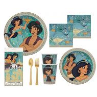 Aladdin Party Supplies Decorations Princess Jasmine Birthday Plates Napkins Cups Table Cover Premium Gold Plastic Cutlery Serves 16 Guests