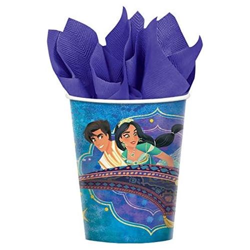  Aladdin Party Supplies Pack Serves 16: Dinner Plates Luncheon Napkins Cups and Table Cover with Birthday Candles
