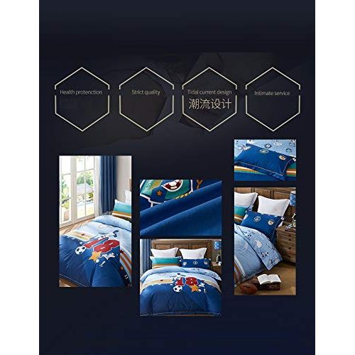  Aladdins Magic Lamp Teen Boys Bedding Set Duvet Cover Sheet Pillowcases 100% Cotton-Football Star (5 ft Bed)
