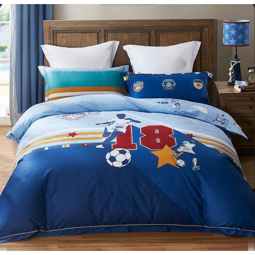  Aladdins Magic Lamp Teen Boys Bedding Set Duvet Cover Sheet Pillowcases 100% Cotton-Football Star (5 ft Bed)