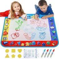 [아마존베스트]Alago Water Doodle Mat,Kids Toys Large Aqua Mat,Toddlers Painting Coloring Pad with 4 Colors,Gifts for Girls Boys Age 2 3 4 5+ Years Old,4 Pens,Drawing Molds and Booklet Included