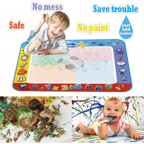  [아마존베스트]Alago Water Doodle Mat,Kids Toys Large Aqua Mat,Toddlers Painting Coloring Pad with 4 Colors,Gifts for Girls Boys Age 2 3 4 5+ Years Old,4 Pens,Drawing Molds and Booklet Included