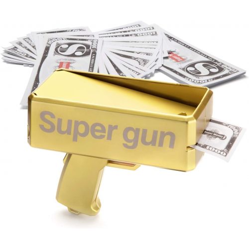  [아마존베스트]Alagoo Super Money Guns Paper Playing Spary Money Gun Make it Rain Toy Gun, Handheld Cash Gun Fake Bill Dispenser Money Shooter with 100 Pcs Play Money(Metallic Gold)