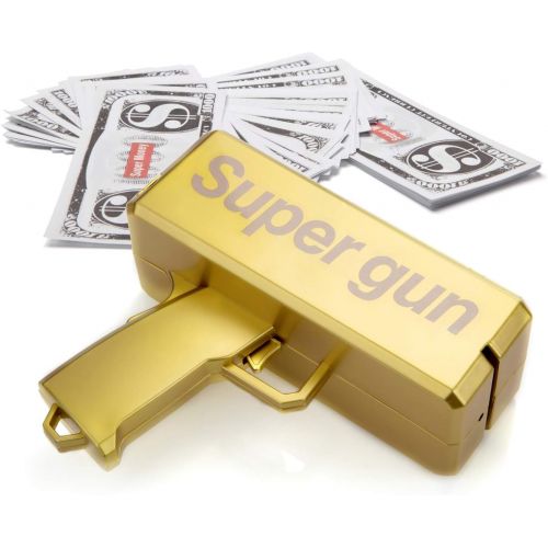  [아마존베스트]Alagoo Super Money Guns Paper Playing Spary Money Gun Make it Rain Toy Gun, Handheld Cash Gun Fake Bill Dispenser Money Shooter with 100 Pcs Play Money(Metallic Gold)