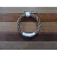 Alaska Rug Company Manila Natural Rope Towel Ring With Stainless Steel Cleat Nautical Bathroom Towel Rack