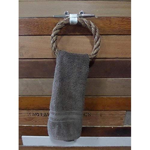  Alaska Rug Company Manila Natural Rope Towel Ring With Stainless Steel Cleat Nautical Bathroom Towel Rack