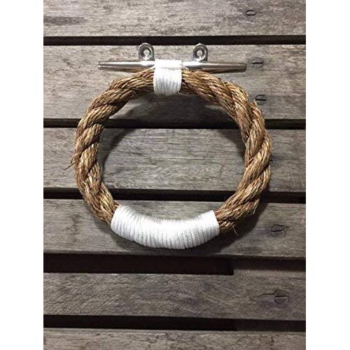  Alaska Rug Company Manila Natural Rope Towel Ring With Stainless Steel Cleat Nautical Bathroom Towel Rack