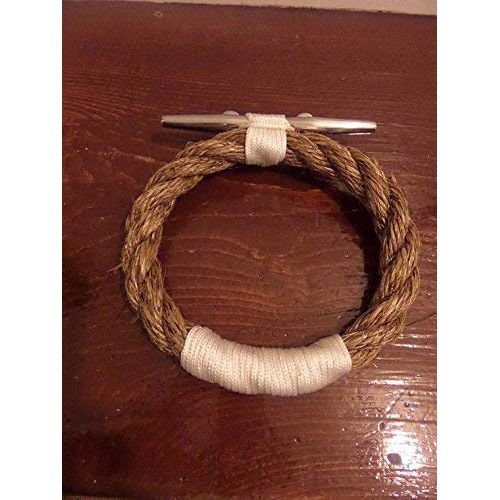  Alaska Rug Company Manila Natural Rope Towel Ring With Stainless Steel Cleat Nautical Bathroom Towel Rack