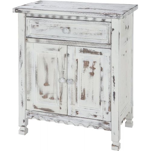  Alaterre ACCA23WA Rustic Cottage Accent Cabinet, White Antique