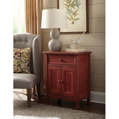  Alaterre ACCA23WA Rustic Cottage Accent Cabinet, White Antique