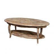 Alaterre Rustic Reclaimed Oval Coffee Table, Driftwood Brown