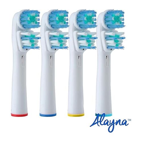  Replacement Brush Heads Compatible with OralB Braun- Best Double Clean, Pack of 4 Electric Toothbrush Replacement Heads- for Oral B Pro, 1000, 8000, 9000, Adults, Kids, Vitality, Dual Plus!