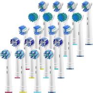 Replacement Brush Heads Compatible with Oral B Braun -20 Pack of 4 Sensitive, 4 Floss, 4 Precision, 4 Cross, 4 Polishing- Fits Oralb Electric Toothbrush 7000 Pro 1000 9600 Kids Action Etc.