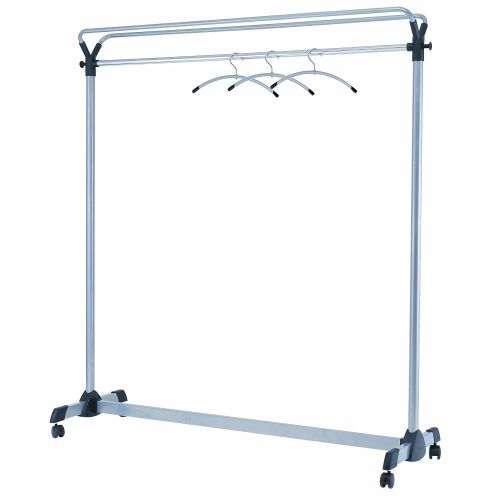  Alba Double-Sided High Capacity Mobile Garment Rack with 3 Metal and Plastic Hangers, Steel with Black Accents (PMGROUP3)