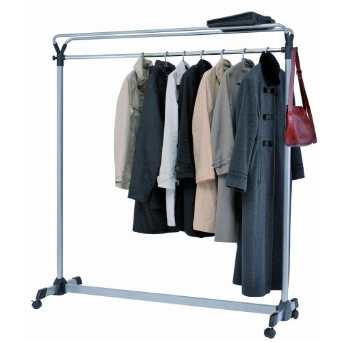  Alba Double-Sided High Capacity Mobile Garment Rack with 3 Metal and Plastic Hangers, Steel with Black Accents (PMGROUP3)