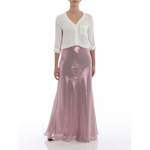  Alberta Ferretti Shining lame long flared skirt