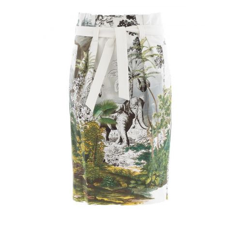  Alberta Ferretti Jungle print skirt with self belt