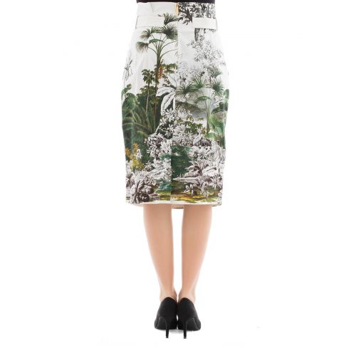  Alberta Ferretti Jungle print skirt with self belt