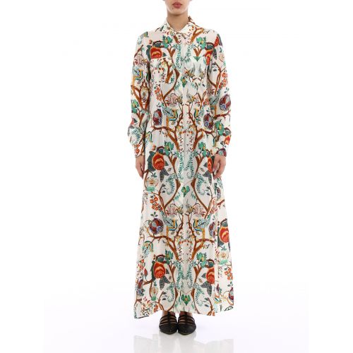  Alberta Ferretti Printed silk maxi shirt dress